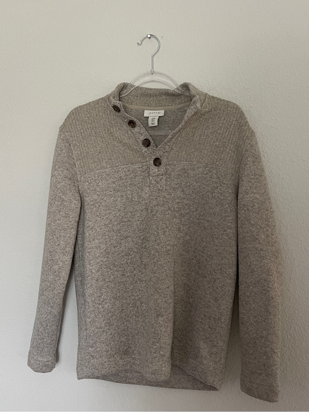 Aspen Men’s Button-Neck Sweater - Taupe